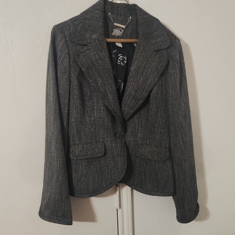 White and Black Gray Tailored Blazer